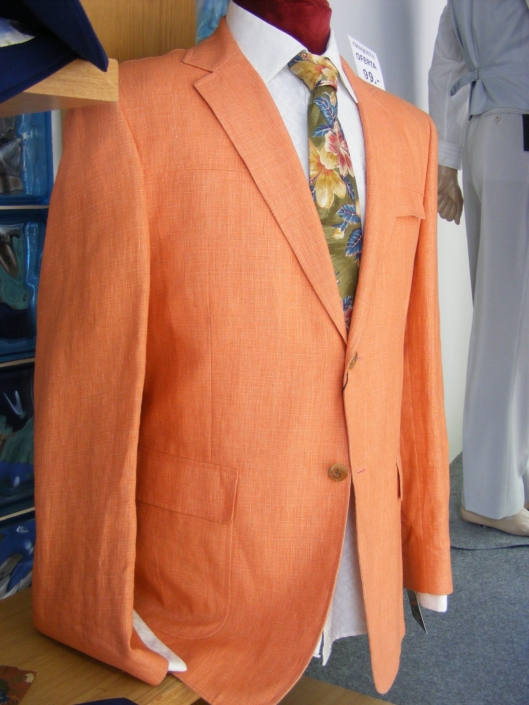 CHAQUETA AMERICANA NARANJA LINO